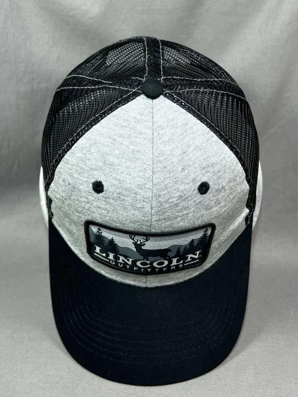 Lincoln Outfitters Snapback Hat Black Gray Deer Hunting Trucker Mesh Mens Cap